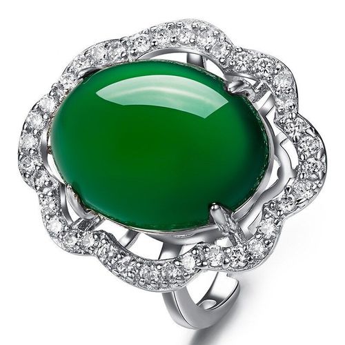 Bague En Mosaïque De Jade Vert Naturel Pour Femmes, En Argent 925, Amulette De Calcédoine, Bijoux De Charme À La Mode, Cadeaux Pour Elle