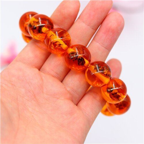 Bracelet En Perle D'abeille Jaune Ambre, Bijoux Porte-Bonheur Amulette, Cadeaux Pour Femmes Et Hommes
