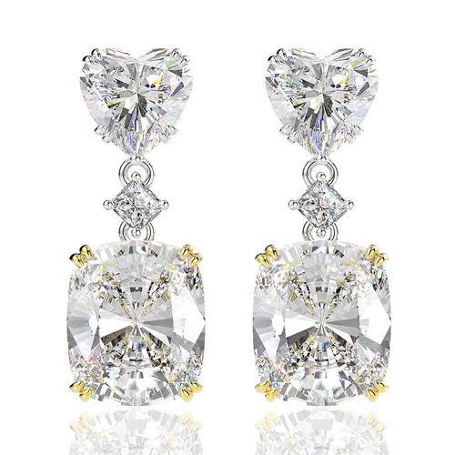 Boucles D'oreilles Scintillantes En Argent Sterling 925, C¿Ur, Moissanite, Citrine, Pierre Précieuse, Or Blanc, Goutte, Bijoux Fins, Vente En Gros