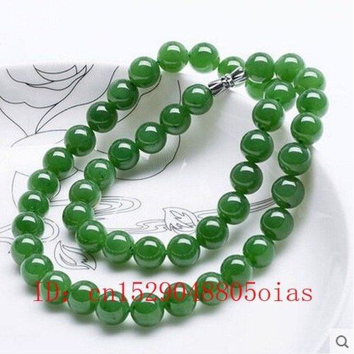 Collier De Perles De Jade Vert Naturel, Bijoux De Mode, Amulette Porte-Bonheur Sculptée À La Main, Cadeaux Pour Femmes Et Hommes