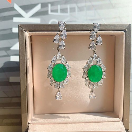 Boucles D'oreilles En Argent Sterling 2021 Pour Femme, Bijoux Fins De Mariage, 10x12mm, Paraiba, Tourmaline, Émeraude, Rubis, Laboratoire, Goutte D'eau, 925