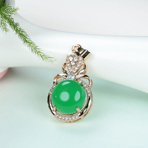 Pendentif Goutte D'eau Sculpté À La Main En Calcédoine Verte Naturelle, Bijoux À La Mode Pour Hommes Et Femmes, Collier En Agate Verte Incrusté D'argent 925