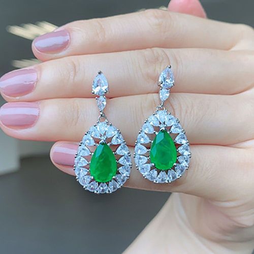 Boucles D'oreilles En Forme De Goutte D'émeraude, Bijoux Fins Pour Femmes, Vintage, Moissanite, Paraiba, Tourmaline, 2020, Argent 100%, Tendance 925