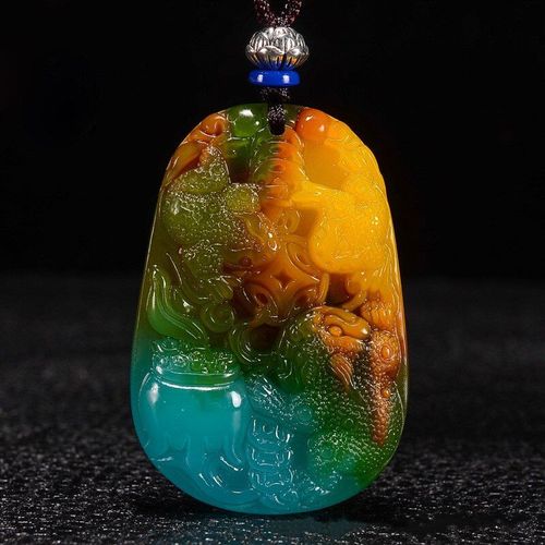 Pendentif En Jade Naturel Coloré, Poulet Sculpté À La Main, Crapaud Doré, Bijoux Boutique De Mode, Accessoires De Collier Pour Hommes Et Femmes