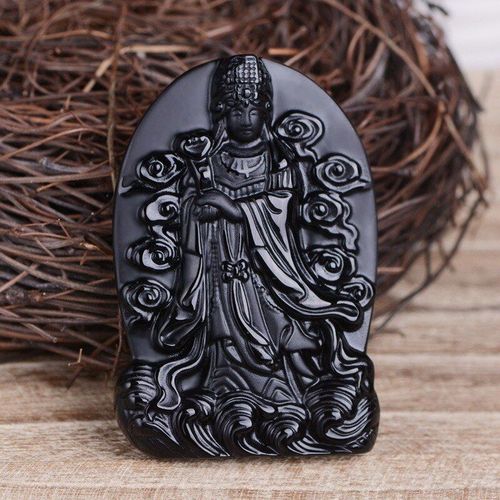 Collier En Obsidienne Naturelle Sculptée À La Main, Pendentif En Jade, Bijoux De Boutique De Mode, Pour Hommes Et Femmes