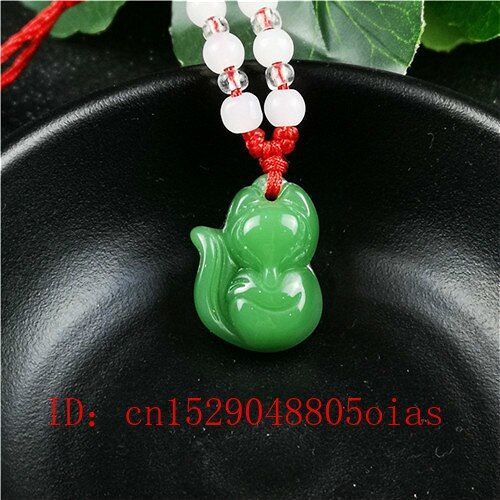 Collier En Agate Avec Pendentif En Renard Jade Chinois, Vert Naturel, Bijoux À La Mode, Amulette Sculptée, Cadeaux Pour Femmes Et Hommes