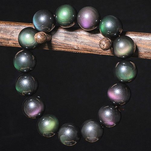 Bracelet De Perles En Obsidienne De Couleur Naturelle, Bijoux De Charme, Accessoires De Mode, Amulette Sculptée, Cadeaux Pour Femmes, 6-20mm