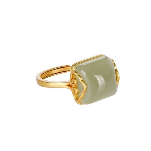 Bague En Jade Vert Pour Femmes, Bijoux Amulette En Cristal, 925 Argent, Zircon, Breloque En Calcédoine Naturelle, Idée Cadeau
