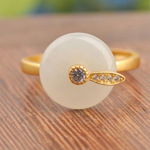 Bague En Jade Blanc Pour Hommes Et Femmes, En Argent 925, Cadeau De Calcédoine, Bijoux Amulette En Pierre Précieuse, Breloque En Cristal Zircon Naturel