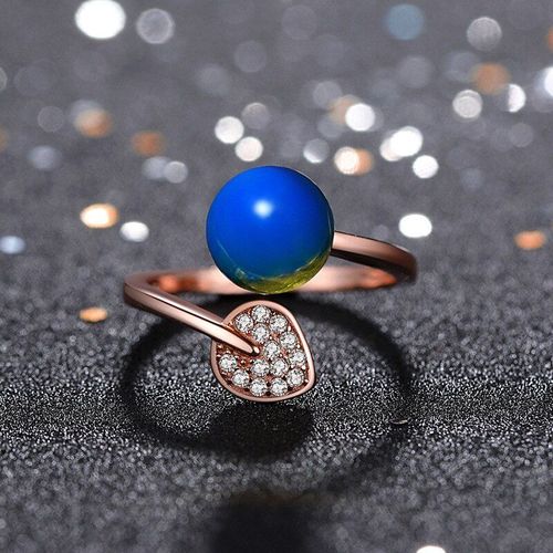 Bague En Perles D'ambre Bleue Pour Femmes, Breloque En Argent 925, Amulette En Zircon, Cadeau, Bijoux En Cristal Naturel À La Mode