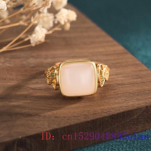 Bague En Jade Blanc Pour Hommes Et Femmes, Bijoux À La Mode Naturelle, Amulette En Cristal De Calcédoine, Zircon 925, Breloque En Argent