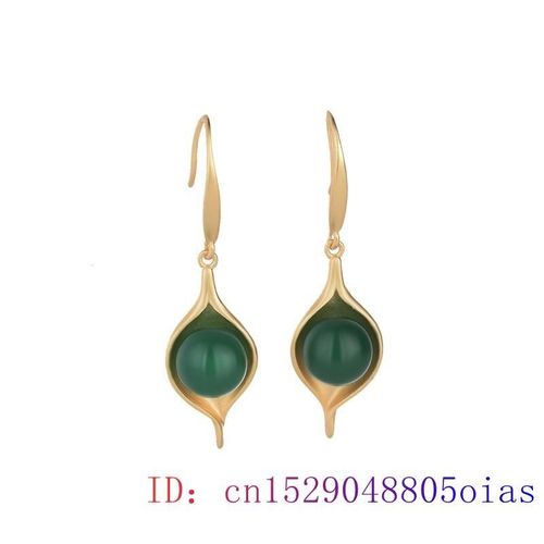 Boucles D'oreilles En Jade Vert Pour Femmes, 925, Argent, Pierre Précieuse, Calcédoine, Mode Cristal, Amulette Naturelle, Zircon, Cadeaux