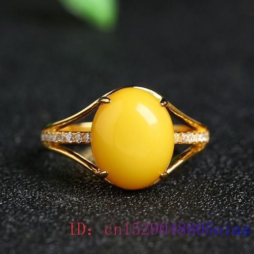 Bague Jaune Ambre En Argent 925, Breloque En Pierre Précieuse Zircon Pour Femmes, Cadeau Amulette, Bijoux En Cristal Naturel