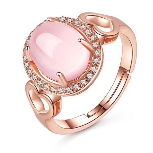 Bague Ronde En Cristal Rose Jade Mosaïque Argent 925, Accessoires De Bijoux À La Mode, Breloques, Cadeaux Pour Femmes