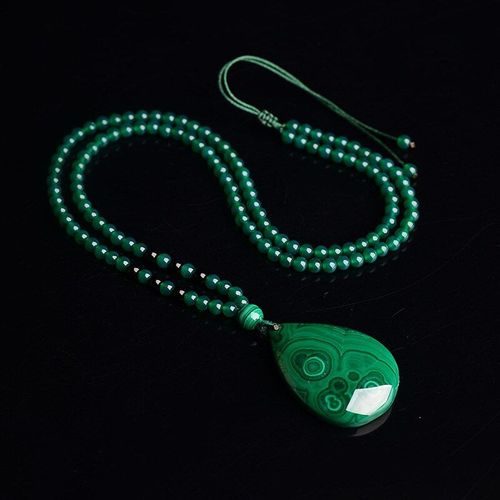 Collier Pendentif Malachite Vert Naturel Pour Hommes Et Femmes, Amulette Porte-Bonheur, Cadeaux Pour Petite Amie Et Maman, Accessoires De Bijoux En Jades