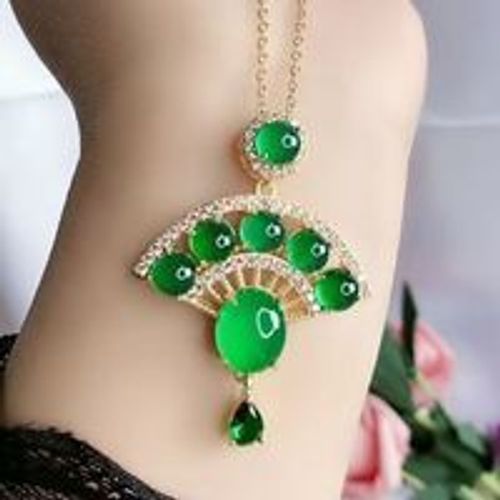 Pendentif En Éventail De Jade Vert Naturel Pour Femmes, Collier, Véritable Pierre De Jades Certifiée, Breloques Chrysoprase, Bijoux, Amulette Calcédoine, Cadeaux