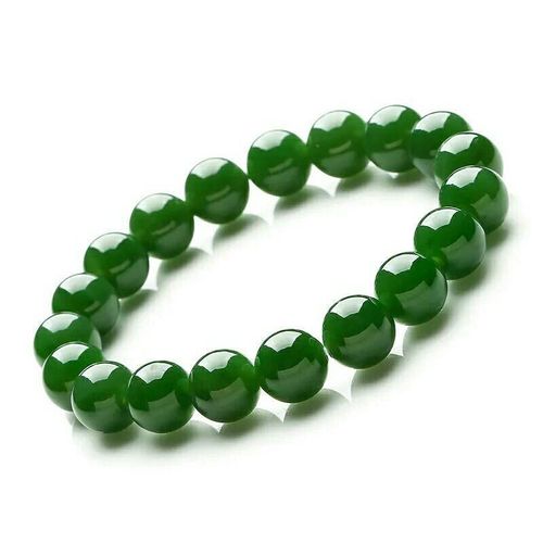 Bracelet En Jade Vert Naturel Véritable Pour Hommes Et Femmes, Bijoux Fins En Jaspe Élastique, Perles En Pierre De Jades