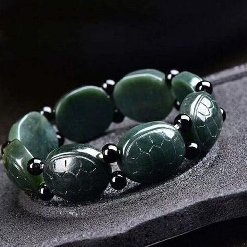 Bracelet En Jade Naturel Pour Hommes Et Femmes, Bijoux Fins, Coquille De Tortue Hetian, Perles Élastiques, Breloque À La Mode, Amulette, Cadeaux