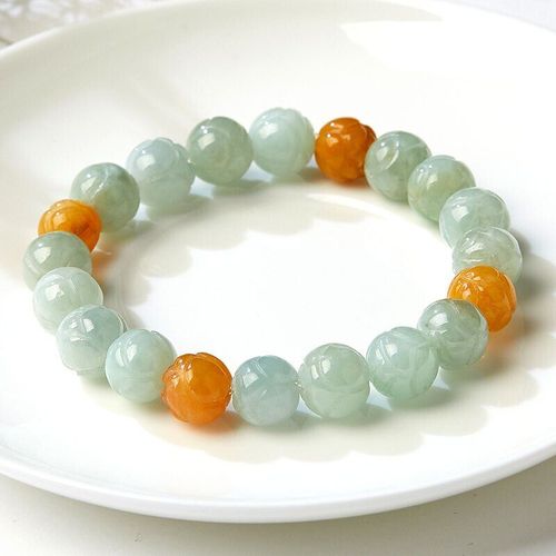 Bracelet En Pierre De Jade, Perle De Lotus Émeraude, Bijoux À Breloques, Accessoires De Mode, Amulette Chinoise Sculptée, Cadeaux Pour Femmes