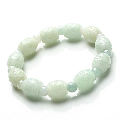 Bracelet Élastique En Jade Naturel, Perles Émeraude, Breloque, Bijoux, Amulette Sculptée À La Main, À La Mode, Cadeaux Pour Femmes Et Hommes