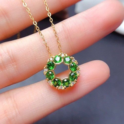 Collier Chic En Cristal Vert Émeraude Pour Femmes, Pendentif En Diamant, Couleur Or, Chaîne Ras Du Cou, Fleur, Bijoux Fins, Cadeaux À La Mode