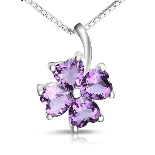 Collier Ras Du Cou En Trèfle Améthyste Pour Femmes, Élégant, En Cristal Violet, Doré, Argenté, Bijoux Cadeaux