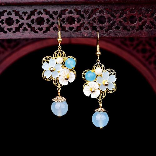 Boucles D'oreilles Pendantes En Forme De Fleurs, Bijoux À Breloques, Hétian, Jade, Agate, Argent 925, Amulette Sculptée Naturelle, Cadeaux Pour Femmes