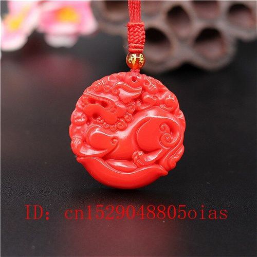 Collier Pendentif Dragon En Pierre De Jade, Corail Rouge Naturel, Bijoux En Jade Chinois, Breloque Sculptée, Amulette Pixiu, Cadeaux À La Mode Pour Femmes