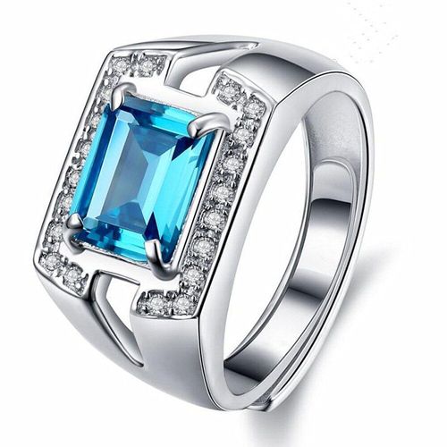 Bague En Cristal Bleu Aigue-Marine Topaze, Pierres Précieuses, Diamants, Blanc, Or, Argent, Bijoux, Accessoires, Cadeau À La Mode