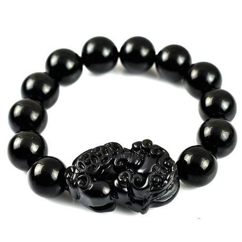 Bracelet En Jade Véritable Pour Hommes Et Femmes, Obsidienne Naturelle, Porte-Bonheur, Bijoux Fins, Accessoires En Pierre De Jades Chinois