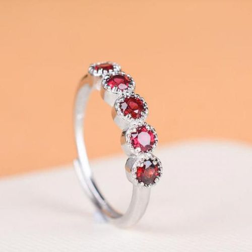 Bague En Pierre De Jade Vraiment Naturelle, Anneau Incrusté De Grenat Rouge, Bijoux En Pierre Précieuse, Amulette Porte-Bonheur, Cadeaux Pour Hommes Et Femmes