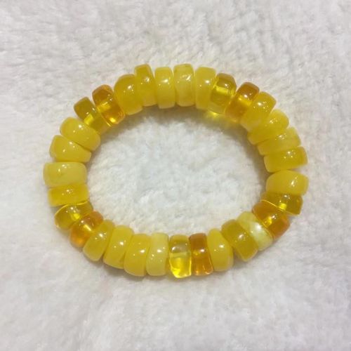 Bracelet En Ambre Naturel Pour Hommes Et Femmes, Bijoux Fins, Perles Plates, Élastiques, En Cire De Miel