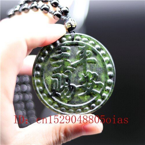 Pendentif Chrétien En Jade Chinois, Obsidienne, Noir, Vert Naturel, Accessoires De Bijoux, Amulette Sculptée, Cadeaux Pour Hommes, Breloque Collier