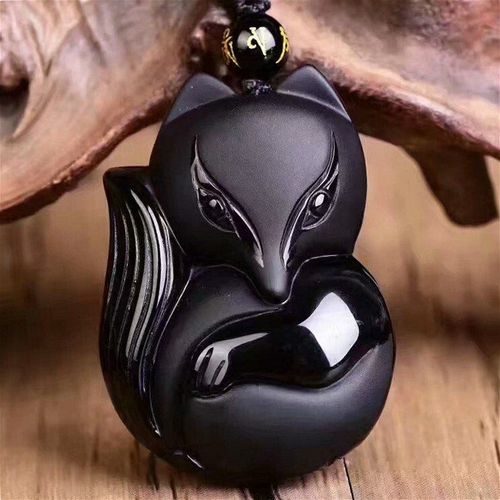Pendentif En Obsidienne Renard Noir Naturel, Collier De Perles, Bijoux À La Mode, Amulette Porte-Bonheur Sculptée À La Main, Cadeaux Pour Femmes Et Hommes