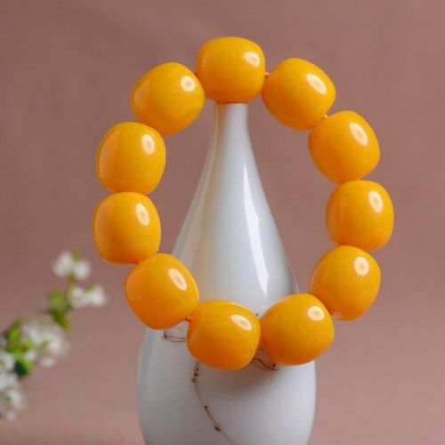 Bracelet En Cire De Miel Naturelle Pour Homme Et Femme, Perle En Forme De Seau, Huile De Poulet Brute, Jaune Ambre