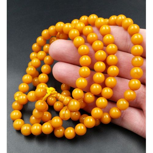 Bracelet En Ambre Naturel De La Baltique, 108 Perles Mala Élastique, Pour Femmes Et Hommes, Véritable Cire De Miel, Perles Perlées, Bracelets Amulette