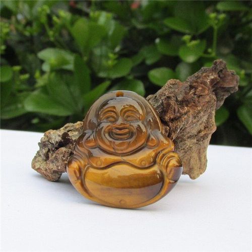 Pendentif En Pierre D'oeil De Tigre Fait À La Main Maitreya Bouddha, Collier Pour Hommes Et Femmes, Breloques En Jades, Bijoux Porte-Bonheur, Amulette, Cadeaux