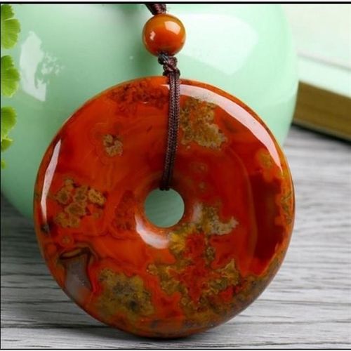Pendentif En Agate Naturelle Pour Hommes Et Femmes, Amulette Ronde En Pierre De Jades Sculptée À La Main, Breloques À La Mode, Accessoires De Bijoux