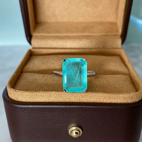 Bagues De Fiançailles En Pierre Tourmaline Bleue, Bijoux Paraiba Simples, Diamant De Laboratoire, Argent 925, Cadeaux Pour Filles, 10x14mm