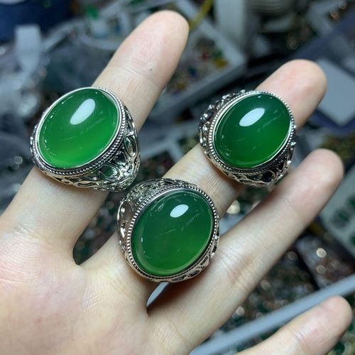 Bagues En Jade Vert Naturel Ajustable Pour Hommes, Bijoux À La Mode, Véritable Chrysoprase, Cadeaux Pour Hommes, Accessoires De Bijouterie Fine