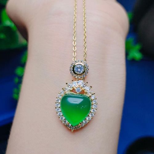 Pendentif En Forme De C¿Ur En Jade Naturel Véritable Pour Femme, Breloques En Pierre De Jades, Chrysoprase, Bijoux À La Mode Pour Filles, Amulette En Calcédoine Verte, Cadeaux