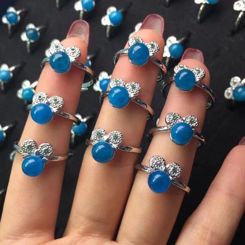 Bague Ajustable En Apatite Bleue Naturelle Pour Femmes Et Filles, Breloque En Pierre Précieuse Naturelle, À La Mode, Cadeau De Fête De Mariage