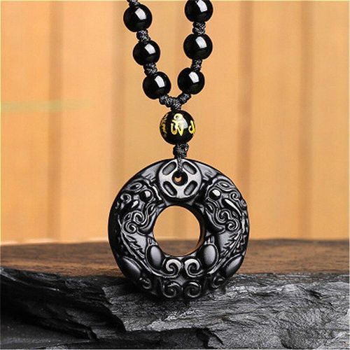 Pendentif Tigre Obsidienne Noire Naturelle, Collier De Perles, Bijoux À La Mode, Amulette Porte-Bonheur Sculptée À La Main, Cadeaux Pour Femmes Et Hommes