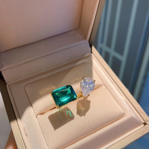 Bagues De Luxe Vintage En Or Et Émeraude Pour Femmes, Bijoux Fins En Argent Sterling 925 Et Diamant De Laboratoire, Pour Fête Et Cocktail, 9x12mm
