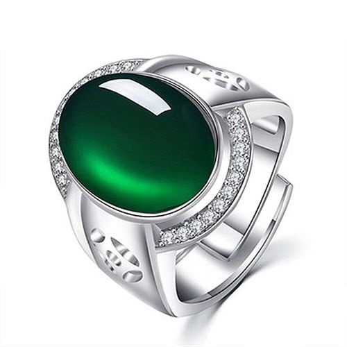 Bague De Luxe En Jade Vert Émeraude Pour Hommes, Pierres Précieuses, Diamants, Blanc, Or, Argent, Bijoux, Accessoire Masculin, Cadeaux De Fête