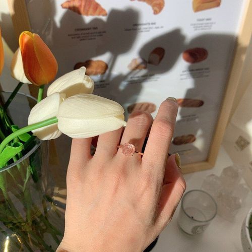 Bague En Argent Sterling 925 Avec Fleur De Morganite Rose Orange Naturelle, Anneau Ajustable En Cristal Énergétique À La Mode Pour Femmes