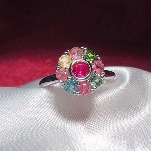 Bague Rotative En Argent Sterling 925 Pour Femmes, Pierres Précieuses Tourmaline Colorées, Bijoux Fins De Luxe Solides