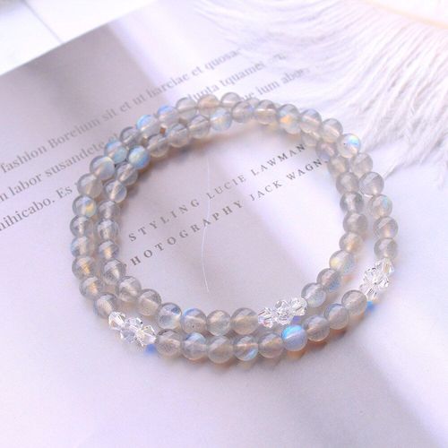 Bracelet En Pierre De Lune Naturelle Labradorite Pour Femmes, Perles, Double Cercle, Breloque, Énergie, Pierre De Guérison