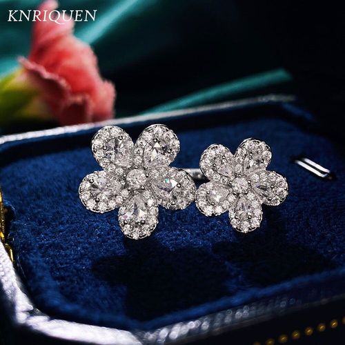 Bague Ajustable De Luxe En Argent Sterling 925 En Forme De Fleur, Imitation Moissanite, Diamant À Haute Teneur En Carbone, Pour Fête De Mariage Et Cocktail, Pour Femmes