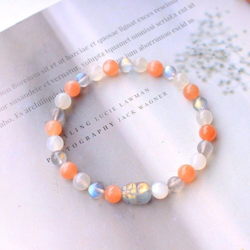 Bracelet En Pierre De Lune Naturelle, Perles Pixiu, Corde Élastique, Breloque Labradorite, Pierre De Soleil, Bricolage, Bijoux De Guérison